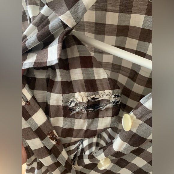 Vintage handmade brown gingham dress. - Picture 3 of 9